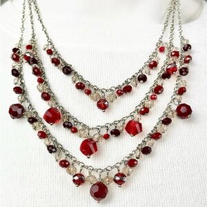 WHBM MULTI-STRAND RED BEAD NECKLACE